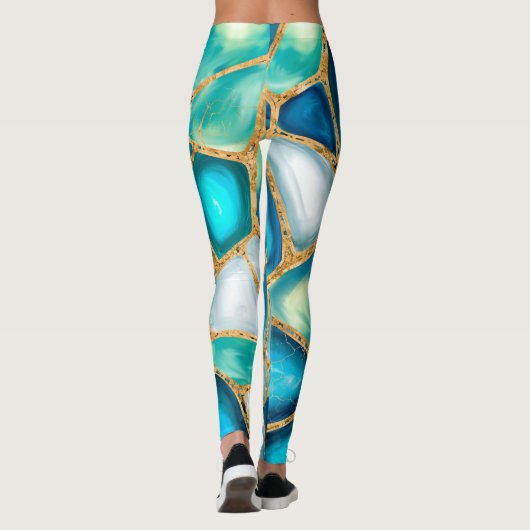 Watercolor and gold cells - ocean leggings (Achterkant)