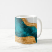 Watercolor and gold Turquoise Wave Abstract Koffiemok (Voorkant rechts)