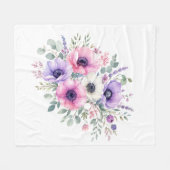 Watercolor Anemone Bloem Bloemendeken Fleece Deken (Voorkant (Horizontaal))