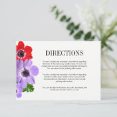 Watercolor Anemone Bloemige Huwelijksrichtingenkaa Kaart (Staand voorkant)