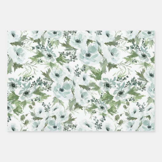 Watercolor anemone Wrapping Paper  Set of 3 (Voorkant 3)