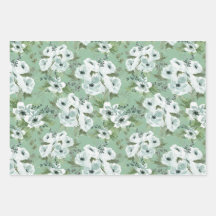 Watercolor anemone Wrapping Paper  Set of 3