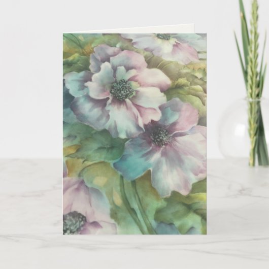Watercolor Anemones  Floral Note Card Bedankkaart (Voorkant)