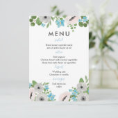 Watercolor Anemoon Bloemen | Trouwmenu Kaart (Staand voorkant)