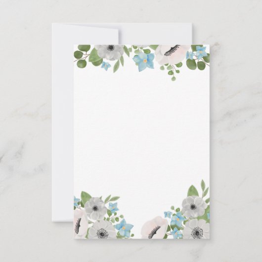 Watercolor Anemoon Bloemen | Trouwmenu Kaart (Achterkant)