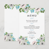 Watercolor Anemoon Bloemen | Trouwmenu Kaart (Voorkant / Achterkant)