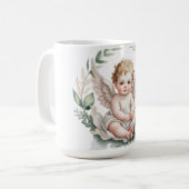 Watercolor Angel Wings Baptism Green Koffiemok (Voorkant links)
