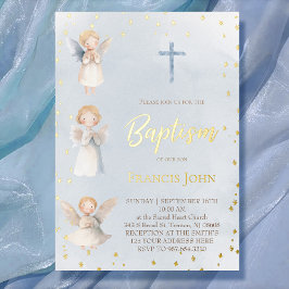 watercolor angels Baptism Foil Invitation Folie Uitnodiging