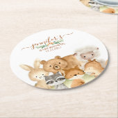 Watercolor Animals Baby Shower Rustic Ronde Kartonnen Onderzetter (Gebogen)