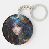 Watercolor Anime Prinses Sleutelhanger (Achterkant)