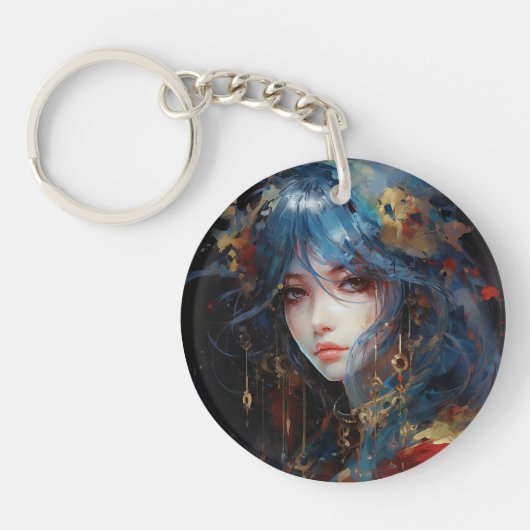 Watercolor Anime Prinses Sleutelhanger (Voorkant)