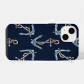 Watercolor Ankers Navyblauw iPhone Hoesje (Achterkant horizontaal)