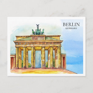 Watercolor ansichtkaart Berlijn Duitsland Reis s Feestdagenkaart