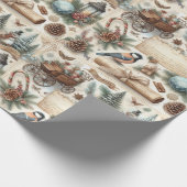 Watercolor Antique Winter/Christmas Script Cadeaupapier (Hoek)