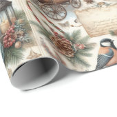 Watercolor Antique Winter/Christmas Script Cadeaupapier (Rol Hoek)