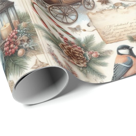 Watercolor Antique Winter/Christmas Script Cadeaupapier (Rol Hoek)