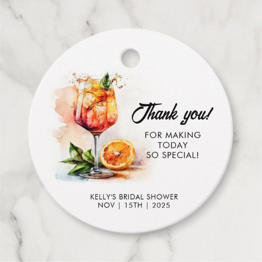 Watercolor Aperol Spritz Bruidsfeest Bedankjes Labels (Voorkant)
