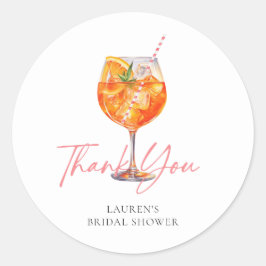 Watercolor Aperol Spritz Bruidsfeest Dank Je Wel Ronde Sticker