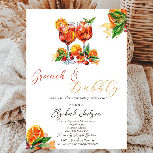 Watercolor Aperol Spritz Sinaasappel Brunch & Mous Kaart
