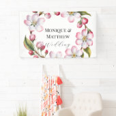 Watercolor Appel Kersenbloesem Bruiloft Spandoek (Insitu)