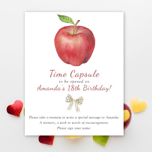 Watercolor appel tijdscapsule 1e verjaardag poster