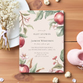 Watercolor appelbloesem babyshower met QR-code Kaart