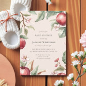 Watercolor appelbloesem babyshower met QR-code Kaart