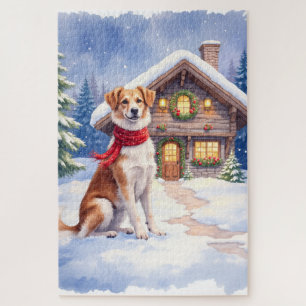 Watercolor Appenzeller Sennenhund Alpen Chalet Legpuzzel