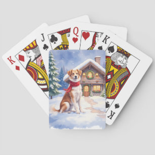 Watercolor Appenzeller Sennenhund Alpen Chalet Pokerkaarten