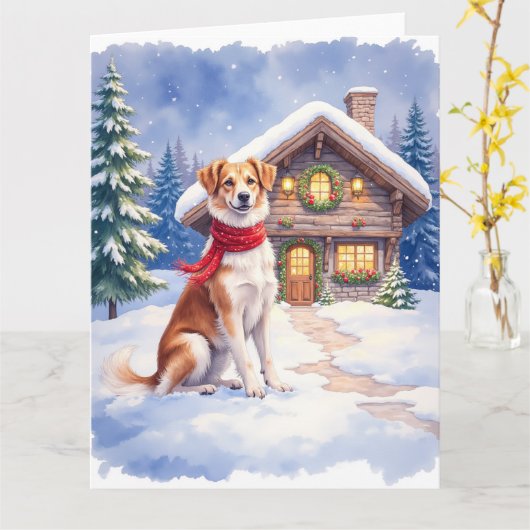Watercolor Appenzeller Sennenhund Alpine Chalet Kaart (Gele Bloem)