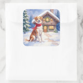 Watercolor Appenzeller Sennenhund Alpine Chalet Vierkante Sticker (Tas)