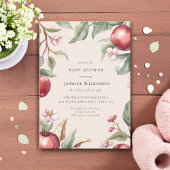 Watercolor Apple Blossom Baby Shower with QR code Kaart