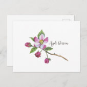 Watercolor Apple Blossom Botanical Briefkaart (Voorkant / Achterkant)