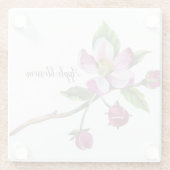 Watercolor Apple Blossom Botanical Glazen Onderzetter (Achterkant)