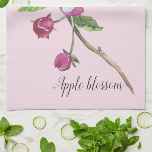 Watercolor Apple Blossom Botanical Theedoek (Gevouwen)