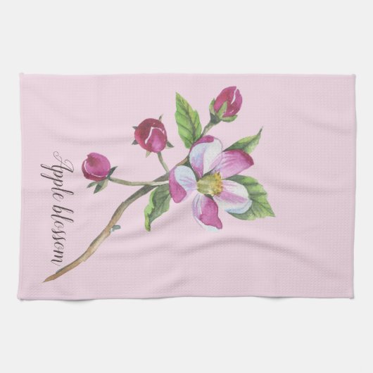 Watercolor Apple Blossom Botanical Theedoek (Horizontaal)