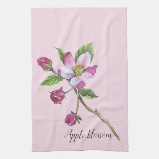 Watercolor Apple Blossom Botanical Theedoek (Verticaal)