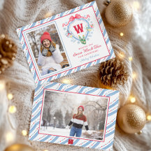 Watercolor Apres-Ski Monogram Wapen Kerstmis