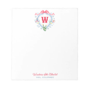 Watercolor Apres-Ski Monogram Wapenschild Notitieblok