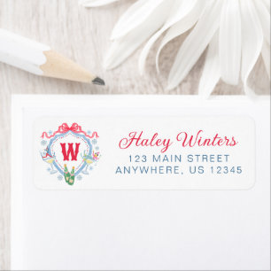 Watercolor Apres-Ski Monogram Wapenschild Retourad Etiket