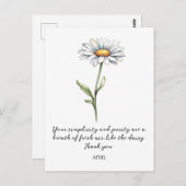 WATERCOLOR APRIL DAISY BIRTH FLOWER POSTCARD BRIEFKAART (Voorkant / Achterkant)