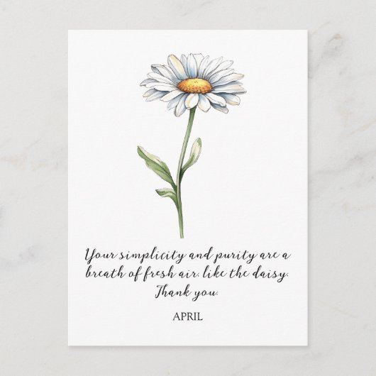WATERCOLOR APRIL DAISY BIRTH FLOWER POSTCARD BRIEFKAART (Voorkant)