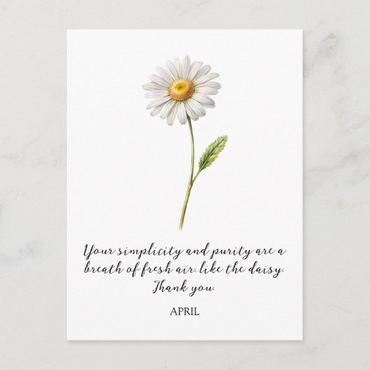 WATERCOLOR APRIL DAISY BIRTH FLOWER POSTCARD BRIEFKAART (Voorkant)