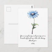 WATERCOLOR APRIL DAISY BIRTH FLOWER POSTCARD BRIEFKAART (Voorkant / Achterkant)