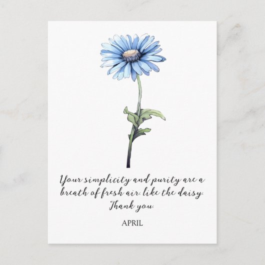 WATERCOLOR APRIL DAISY BIRTH FLOWER POSTCARD BRIEFKAART (Voorkant)