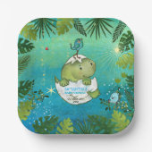 Watercolor Aqua Green Dinosaur Party Plates Papieren Bordje (Voorkant)