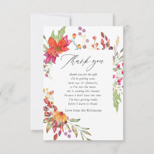 Watercolor Aquarel Wilde Bloem Baby Shower Bedankkaart