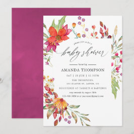 Watercolor Aquarel Wilde Bloem Baby Shower Kaart