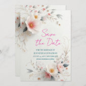 Watercolor Aquarell Floral Script Save The Date (Voorkant / Achterkant)