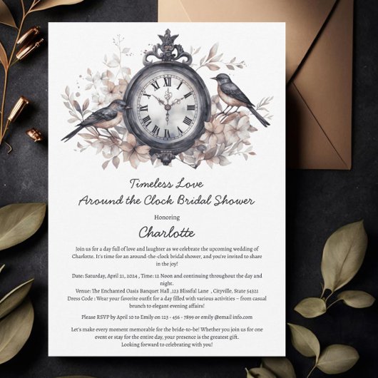 Watercolor Around The Clock Bruiloftsfeest Kaart